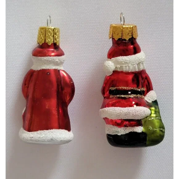 Set of 2 Vintage Santa St Nick 2" Glass Christmas Ornaments - Picture 4 of 6